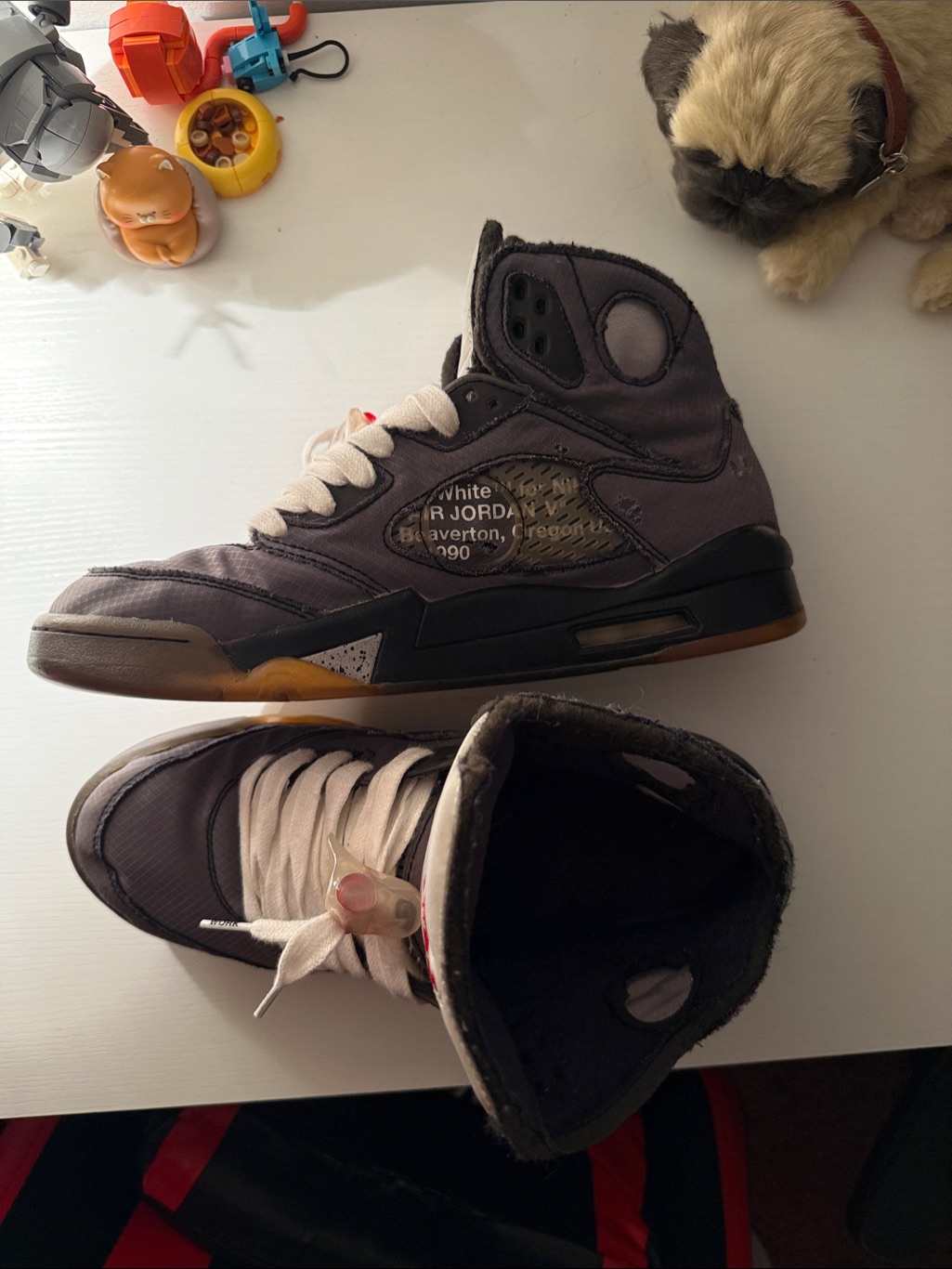 Off-White High-Top Sneakers In Charcoal Gray With Cream Laces Size 10